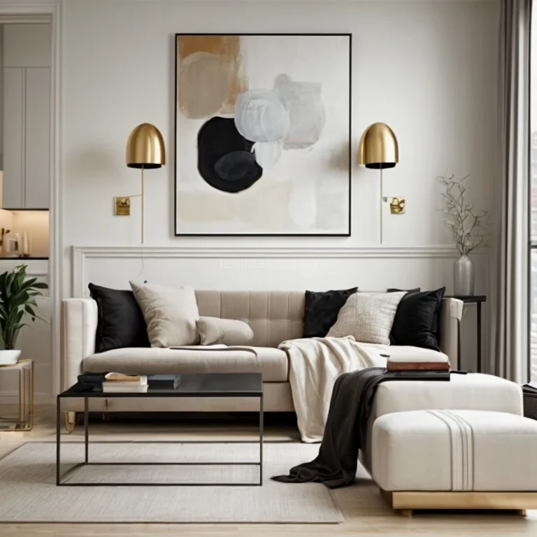 Elegantes Apartment Interieur mit künstlerischen Elementen